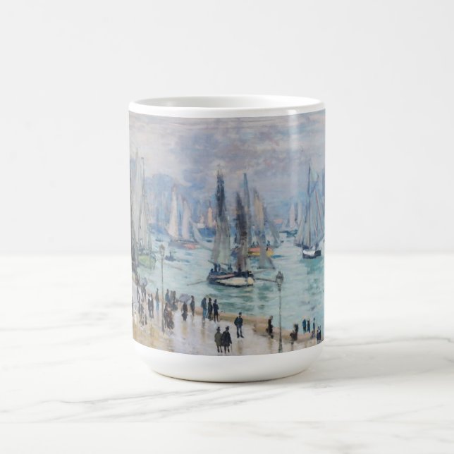 Caneca De Café Barcos de pesca que saem do porto | Claude Monet (Centro)