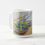 Caneca De Café Barcos De Pesca | Vincent van Gogh<br><div class="desc">Barcos de pesca na praia em Saintes-Maries (1888) por Vincent Van Gogh,  artista poste-impressionista neerlandês. Arte original é uma pintura em forma de óleo na paisagem da canvas que mostra vários barcos de pesca na costa oceânica. Use as ferramentas de design para adicionar texto personalizado ou personalizar a imagem.</div>