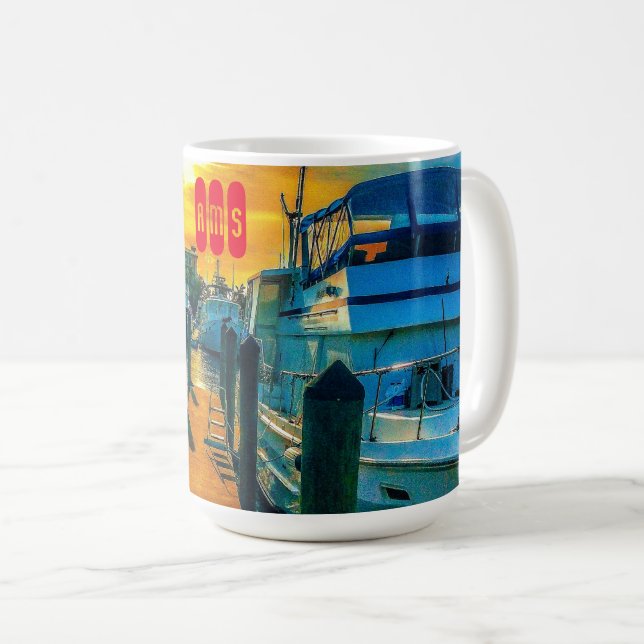 Caneca De Café Barcos no Pais do Porto (Frente Esquerda)