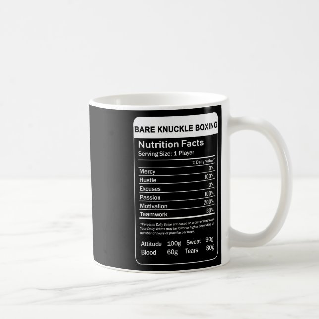 Caneca De Café Bare Knuckle Boxando Fatos Nutricionais (Direita)