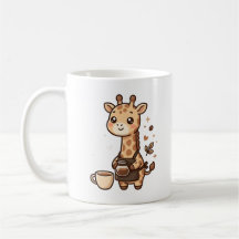 Caneca de Café Barista Girafa Fofa Kawaii