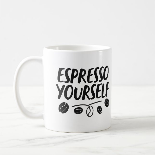 Caneca De Café Barista Humor "Espresso Você Mesmo" Pun Cote Mug (Esquerda)