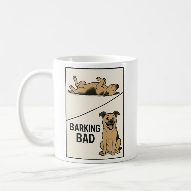 Caneca De Café Barking Bad – Funny Dog Lover Parody Poster (Esquerda)