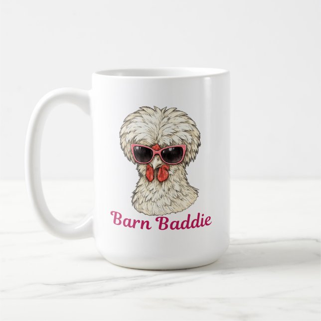 Caneca De Café Barn Baddie Funny Glam Chicken in Pink Sunglasses  (Esquerda)