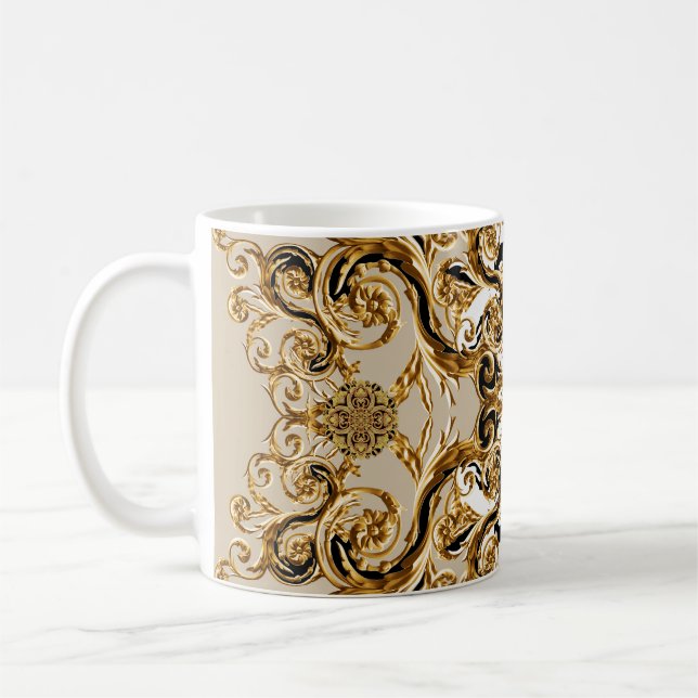 Caneca De Café Barroco Conhece Leopardo: Fundo do Ouro (Esquerda)