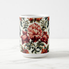 Caneca De Café Barroco italiano. Flores e Folhas Chic