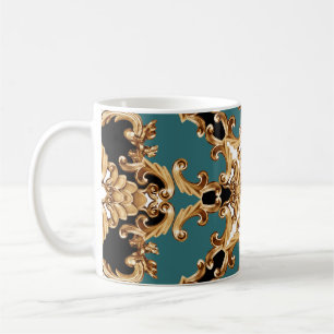 Caneca De Café Barroco ouro, design de ornamento luxuoso.