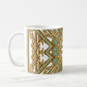 Caneca De Café Barroco ouro elegante, design ornamental.