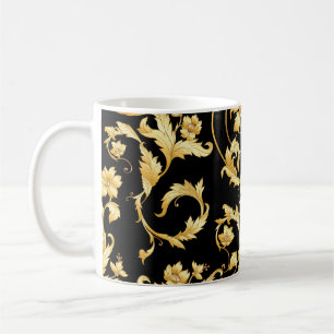 Caneca De Café Barroco Rococo, Padrão Floral Vitoriano.