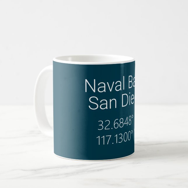 Caneca De Café Base Naval San Diego Latitude Longitude (Frente Esquerda)