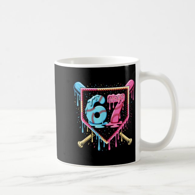 Caneca De Café Baseball 67 Ice Cream Drip Funny Six Seven Meme Bo (Direita)