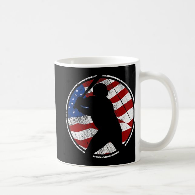 Caneca De Café Baseball American Flag - Vintage Baseball (Direita)