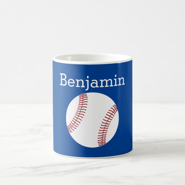 Caneca De Café Baseball com nome personalizado - Azul (Centro)