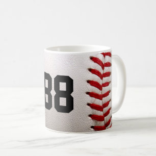Caneca De Café Baseball com número personalizável