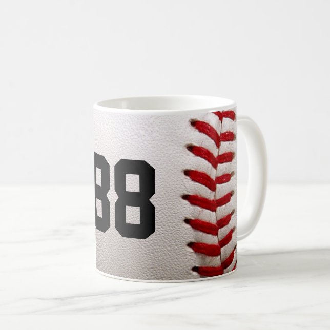 Caneca De Café Baseball com número personalizável (Frente Esquerda)