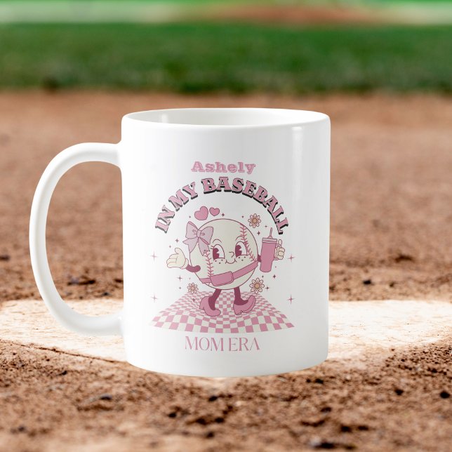 Caneca De Café Baseball de Arco Rosa Personalizado (Criador carregado)