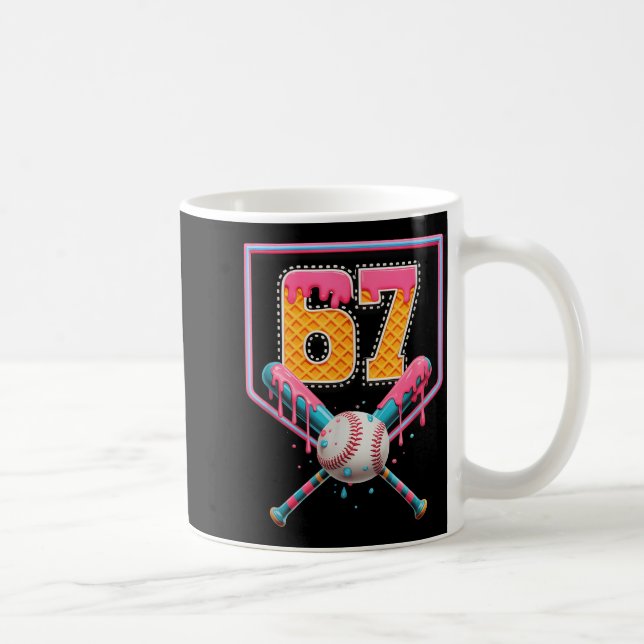 Caneca De Café Baseball Drip Number 67 Fun Six Seven 6 7 Meme Des (Direita)