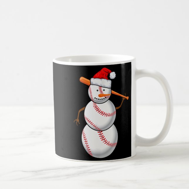 Caneca De Café Baseball Fan Snowman Funny Christmas Gift  (Direita)