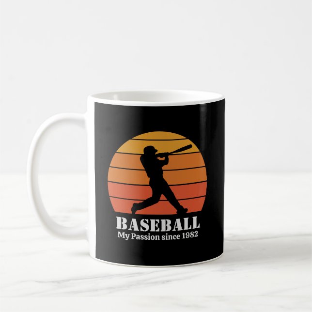 Caneca De Café Baseball Hobby Retro Sunset Personalize (Esquerda)