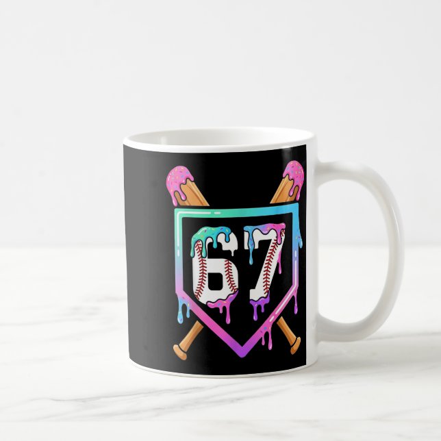 Caneca De Café Baseball Ice Cream Drip 67 Player Dabbing Six Seve (Direita)