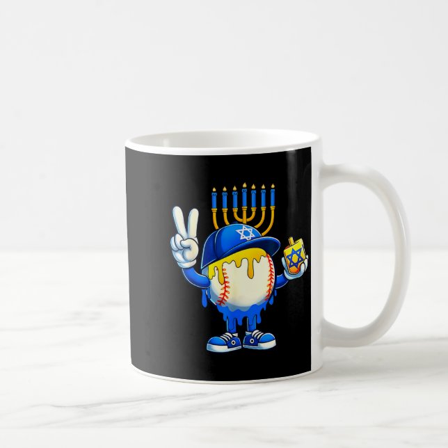 Caneca De Café Baseball Ice Cream Drip Dreidel Happy Hanukkah Boy (Direita)