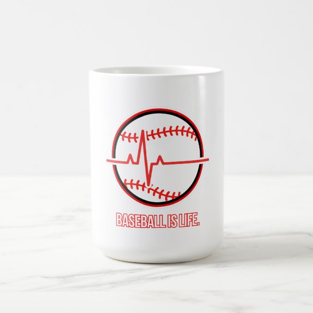 Caneca De Café Baseball is Life Heartbeat Pulse Graphic (Centro)
