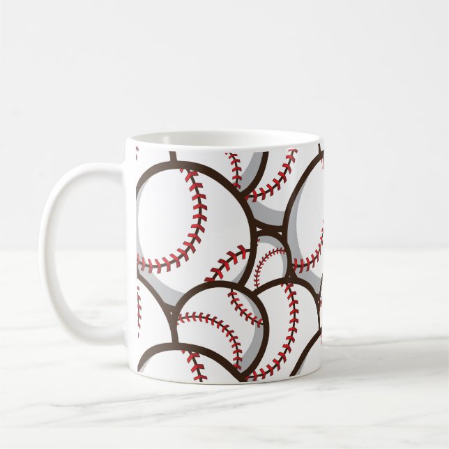 Caneca De Café Baseball: Padrão Clássico Sem Costura (Esquerda)