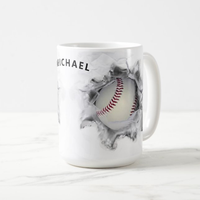 Caneca De Café Baseball Personalizado (Frente Esquerda)
