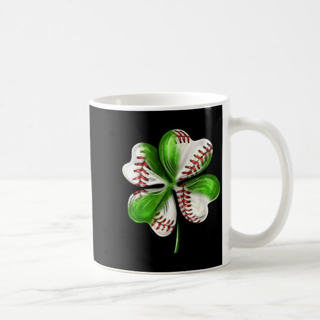 Caneca De Café Baseball Shamrock St Patrick's Day Clover With Bas (Direita)