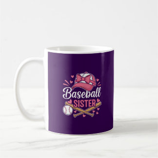 Caneca De Café Baseball Sister Pink Bow