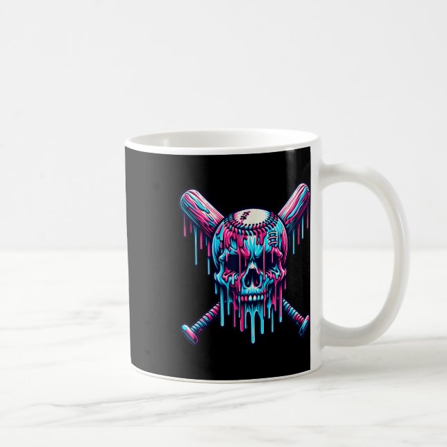 Caneca De Café Baseball Skull Drill Baseball Driball Driball Ice  (Direita)