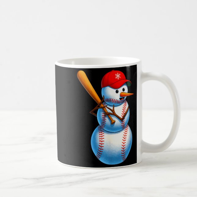 Caneca De Café Baseball Snowman Merry Christmas Xmas Pajamas Men  (Direita)