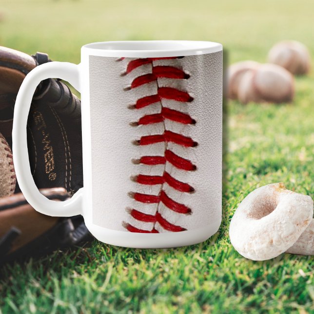 Caneca De Café Basebol e Softbol Costura Vermelha (Criador carregado)
