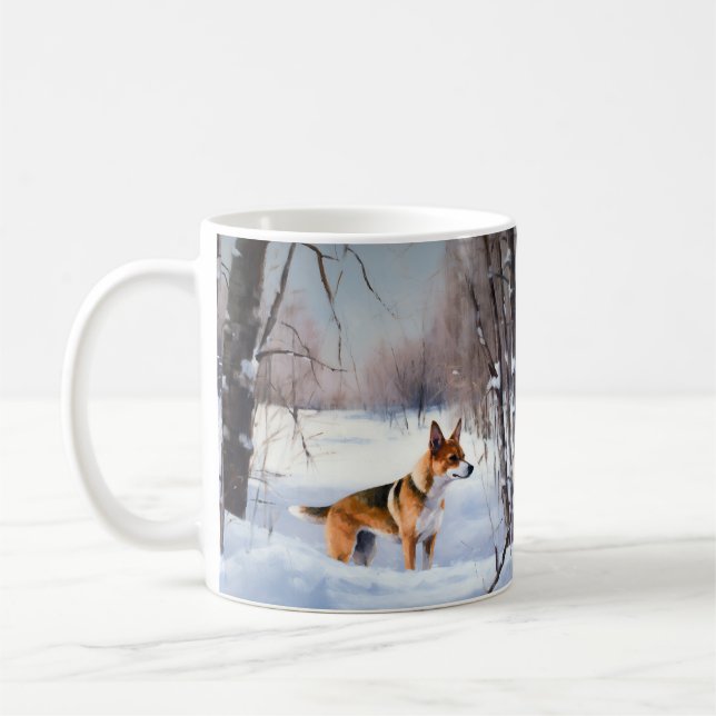 Caneca De Café Basenji Deixou nevar o Natal (Esquerda)
