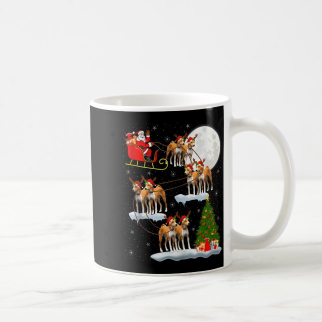 Caneca De Café Basenji Dog Santa Sleigh Flying Funny Magical Chri (Direita)