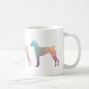 Caneca De Café Basenji Geométrico Pattern Silhouette Pastel