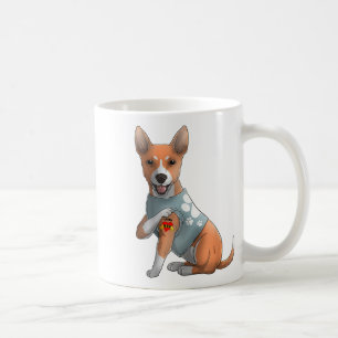 Caneca De Café Basenji I Love Mamãe Tatuagem Camiseta de cão Mães