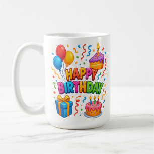 Caneca De Café Bash de Aniversário: Mug de Celebração de Confetti