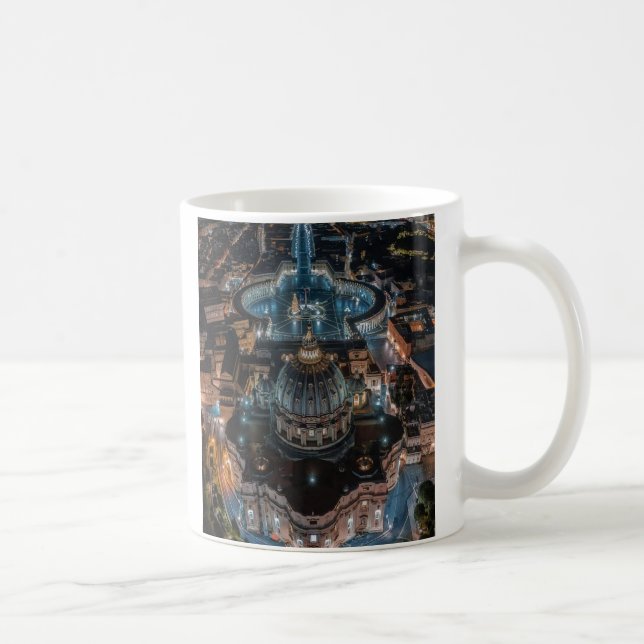 Caneca De Café Basílica e Praça de São Pedro à Noite (Direita)
