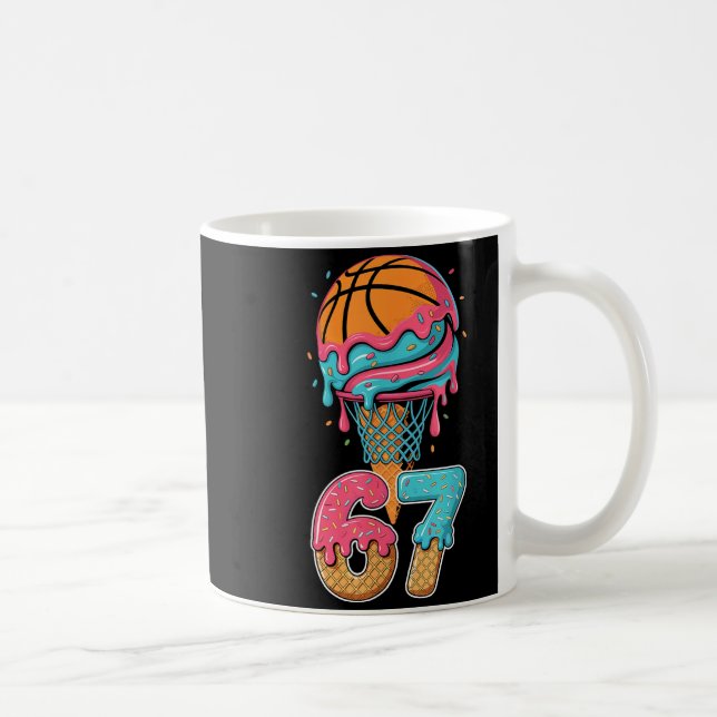 Caneca De Café Basketball Drip Number 67 Player 67th Birthday Ice (Direita)