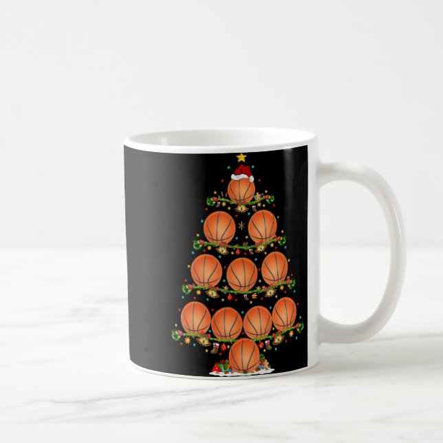 Caneca De Café Basketball Lights Xmas Santa Basketball Christmas  (Direita)