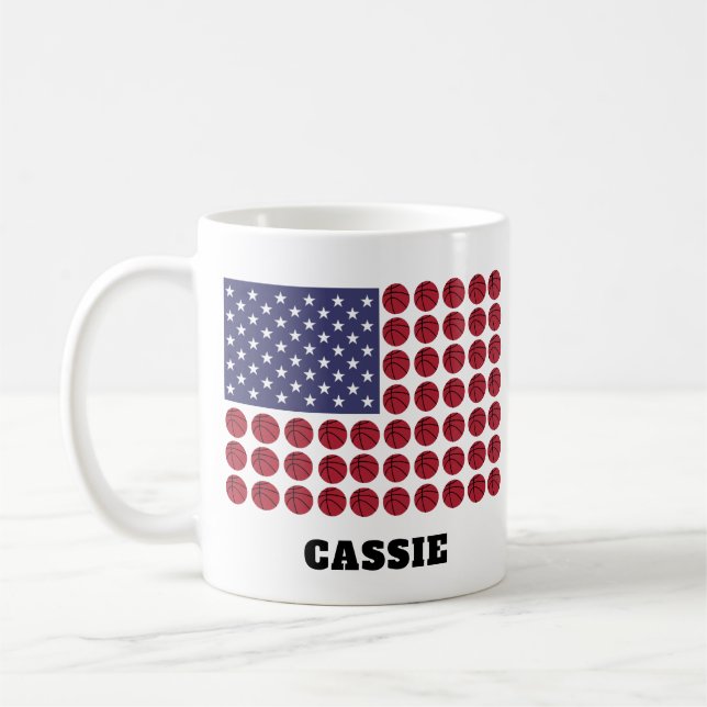 CANECA DE CAFÉ BASKETBALL USA FLAG PERSONALIZÁVEL (Esquerda)