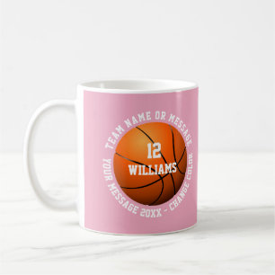 Caneca De Café Basquete de Equipe com Nome Personalizado e Número