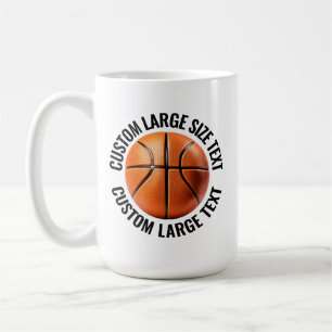 Caneca De Café Basquete de Texto Personalizado Grande 15oz. Perso