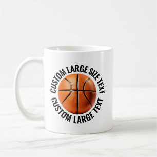 Caneca De Café Basquete de Texto Personalizado Grande 325 ml Cust