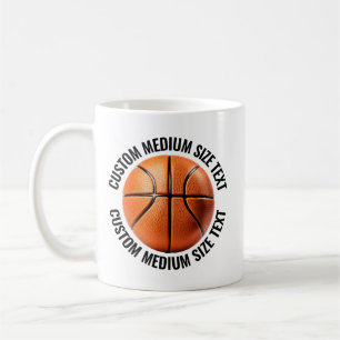 Caneca De Café Basquete de Texto Personalizado Médio 325ml Custom