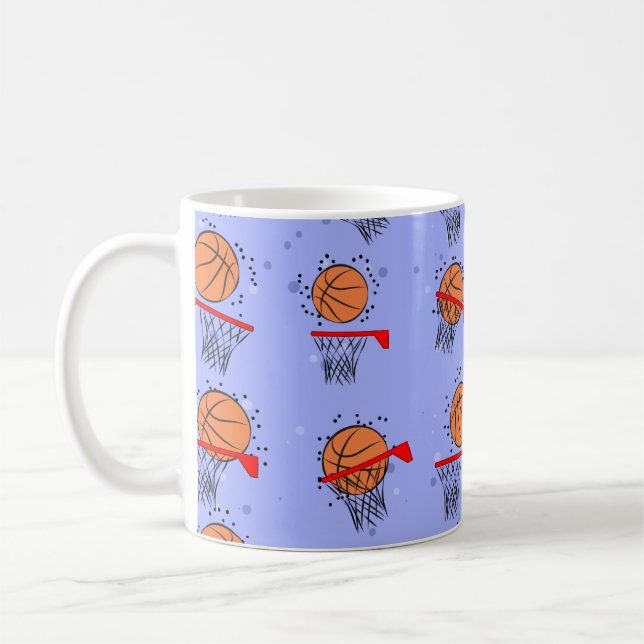 Caneca De Café Basquete - Padrão de Ball e Hoop (Esquerda)