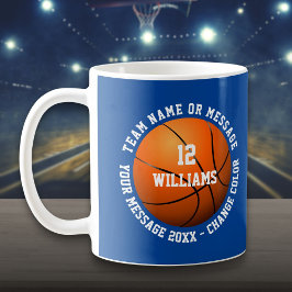 Caneca De Café Basquetebol com Nome Personalizado e Número da Equ