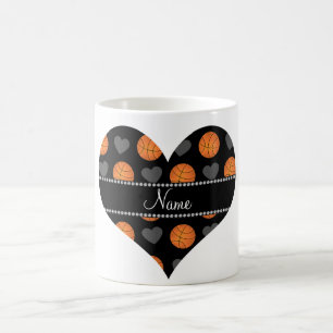 Caneca De Café Basquetebol e corações pretos conhecidos feitos