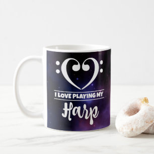 Caneca De Café Bass Clef Hearple Nebula Love Harp